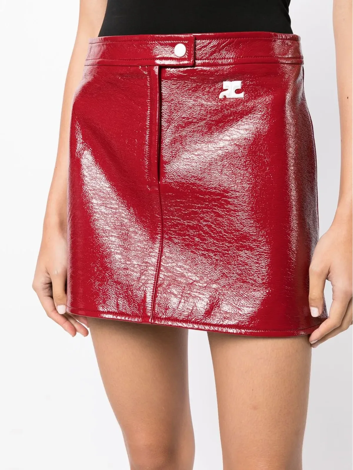 Courrèges 赤の高光沢仕上げミニスカート - 画像5