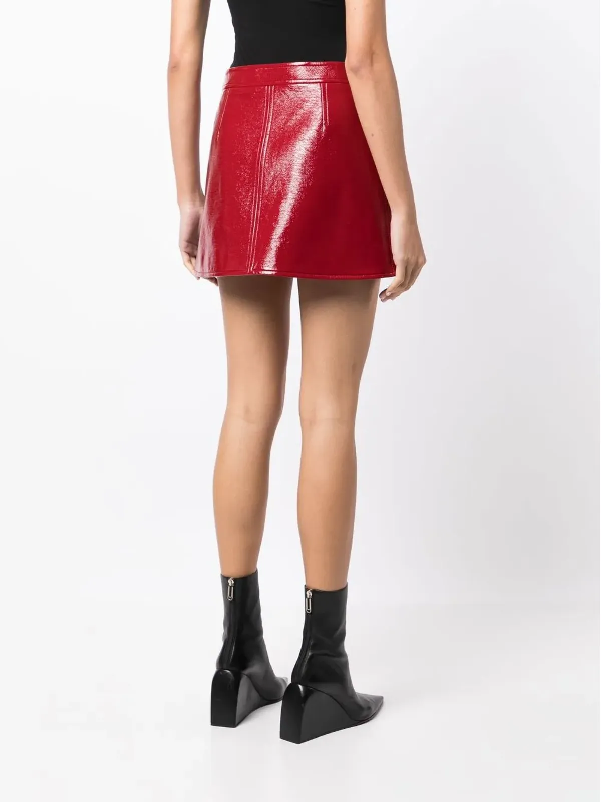 Courrèges 赤の高光沢仕上げミニスカート - 画像4