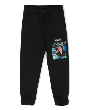 Versace Kids フラップポケット トラックパンツ - ブラック - サムネイル1