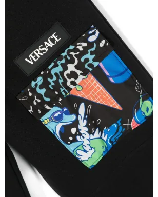 Versace Kids フラップポケット トラックパンツ - ブラック - サムネイル3
