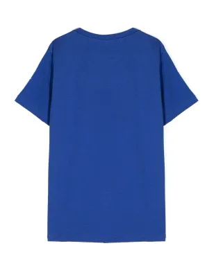 Versace Kids フロックドロゴ コットン Tシャツ - ブルー - サムネイル2