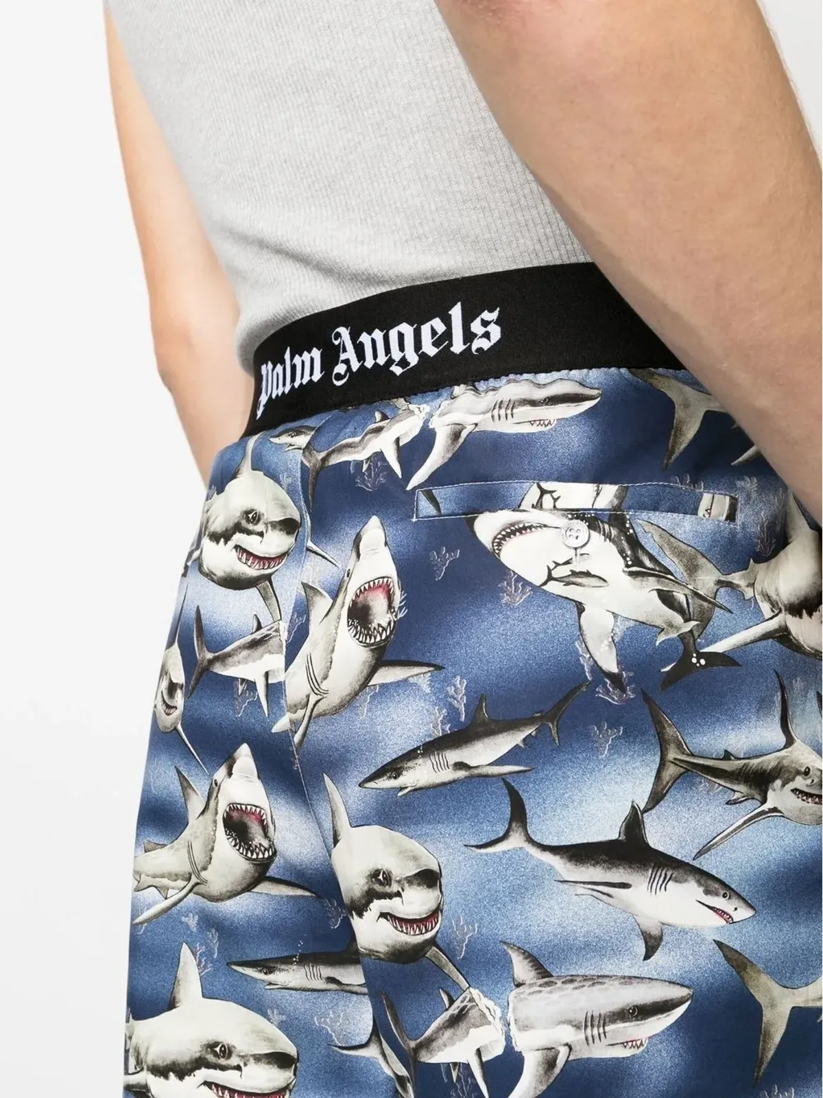 Palm Angels サメ柄ロゴウエストショーツ - ブルー - 画像5