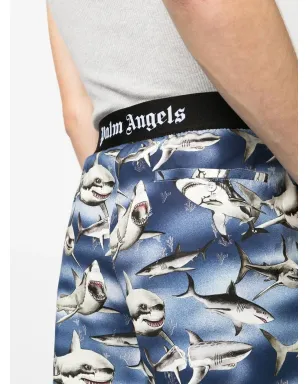 Palm Angels サメ柄ロゴウエストショーツ - ブルー - サムネイル5