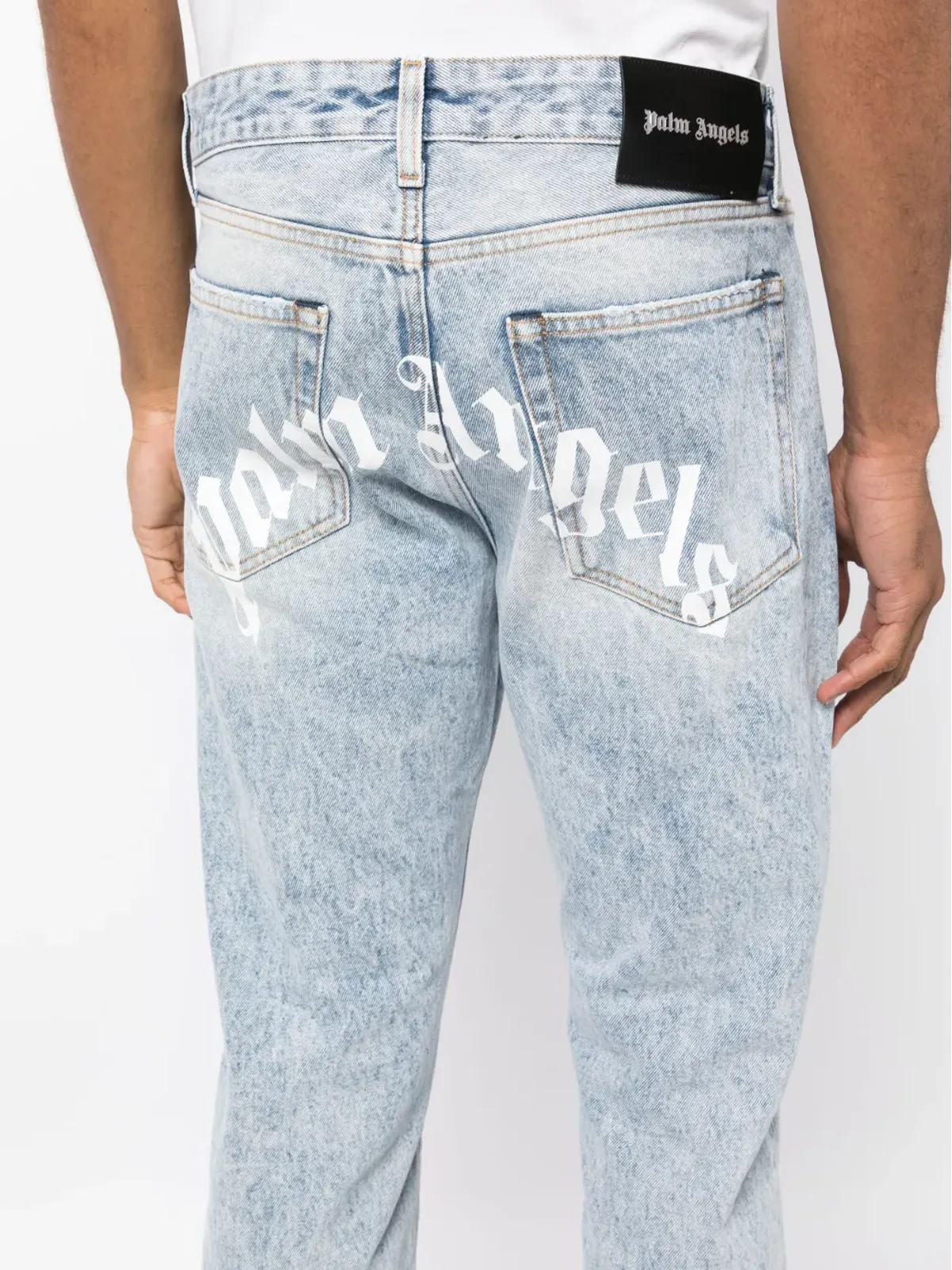 Palm Angels カーブドロゴプリントデニムジーンズ - 画像5