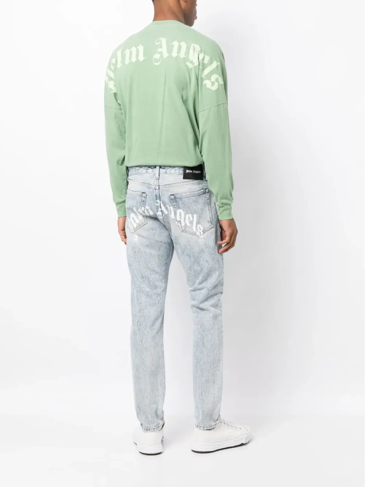 Palm Angels カーブドロゴプリントデニムジーンズ - 画像2