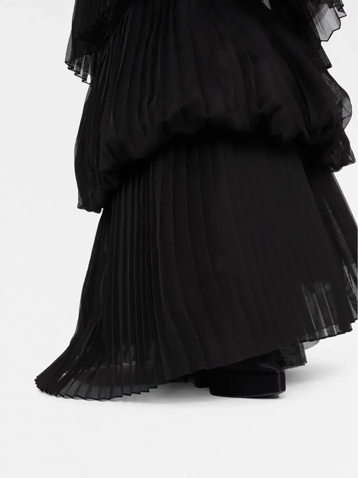 Marchesa プリーツティアードガウン - Black - 画像5