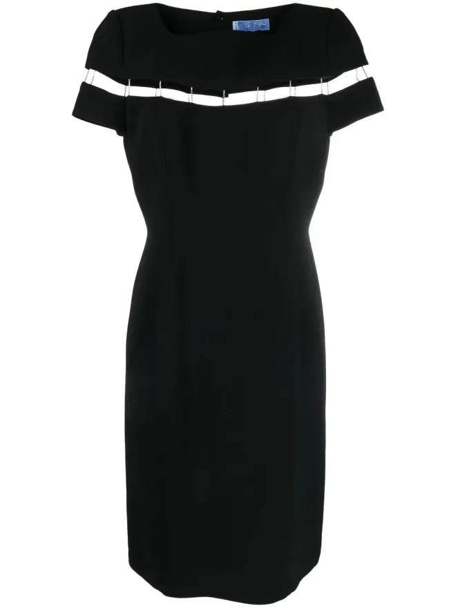 Thierry Mugler Pre-Owned Thierry Mugler Pre-Owned 1990年代ストライプ柄半袖ドレス - ブラックの商品画像