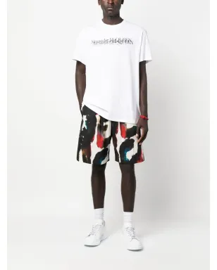 Alexander McQueen ロゴプリント・ストレートレッグ・ショーツ - ブラック - サムネイル2