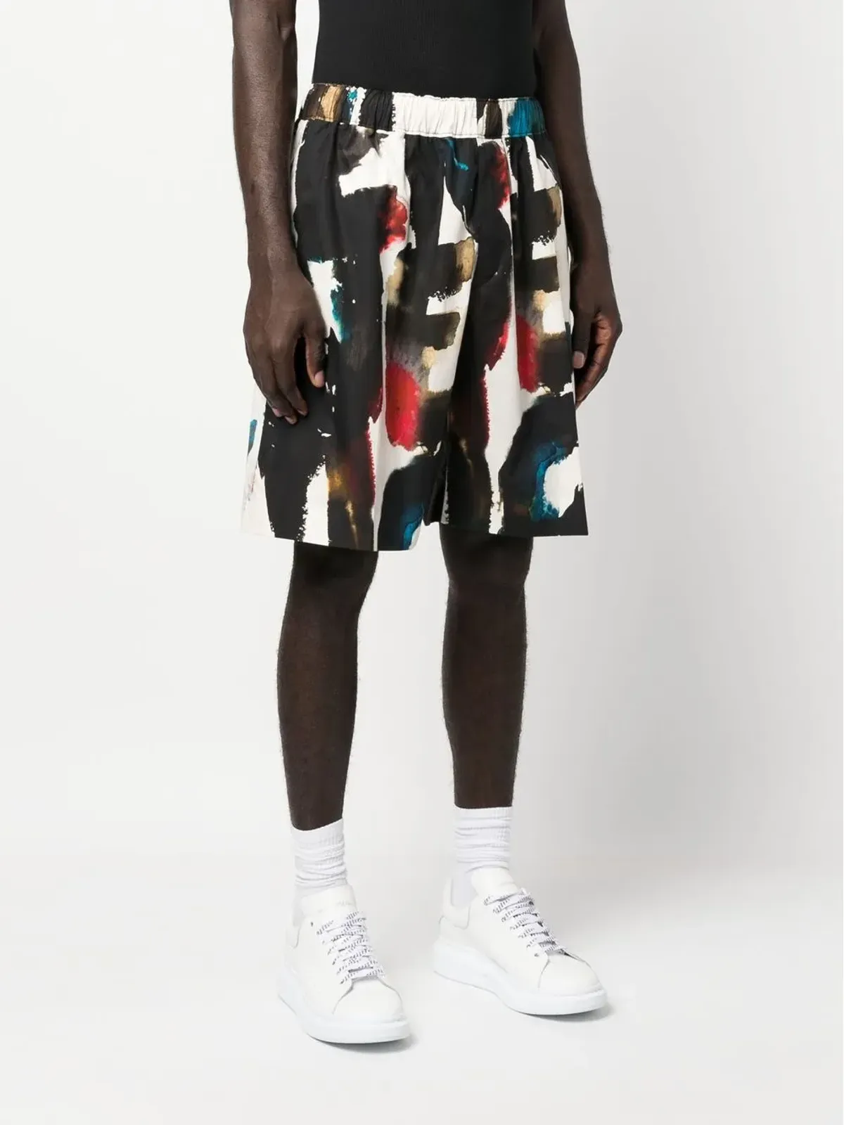 Alexander McQueen ロゴプリント・ストレートレッグ・ショーツ - ブラック - 画像3