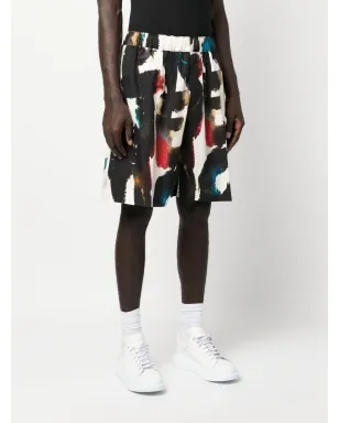 Alexander McQueen ロゴプリント・ストレートレッグ・ショーツ - ブラック - サムネイル3