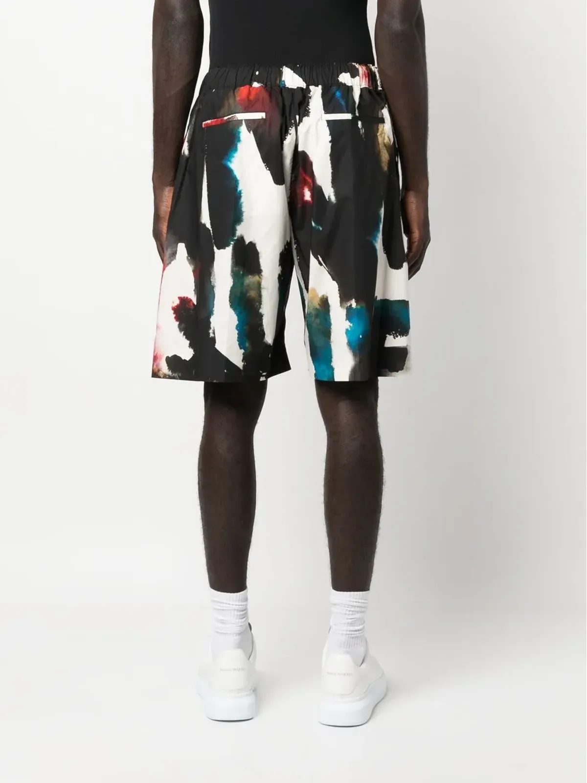 Alexander McQueen ロゴプリント・ストレートレッグ・ショーツ - ブラック - 画像4