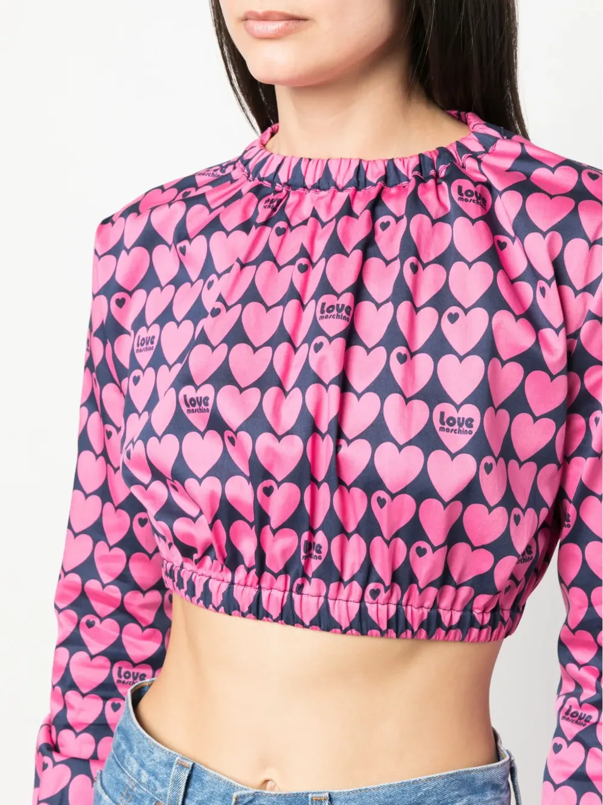 Love Moschino ハートプリント クロップドブラウス - 画像5