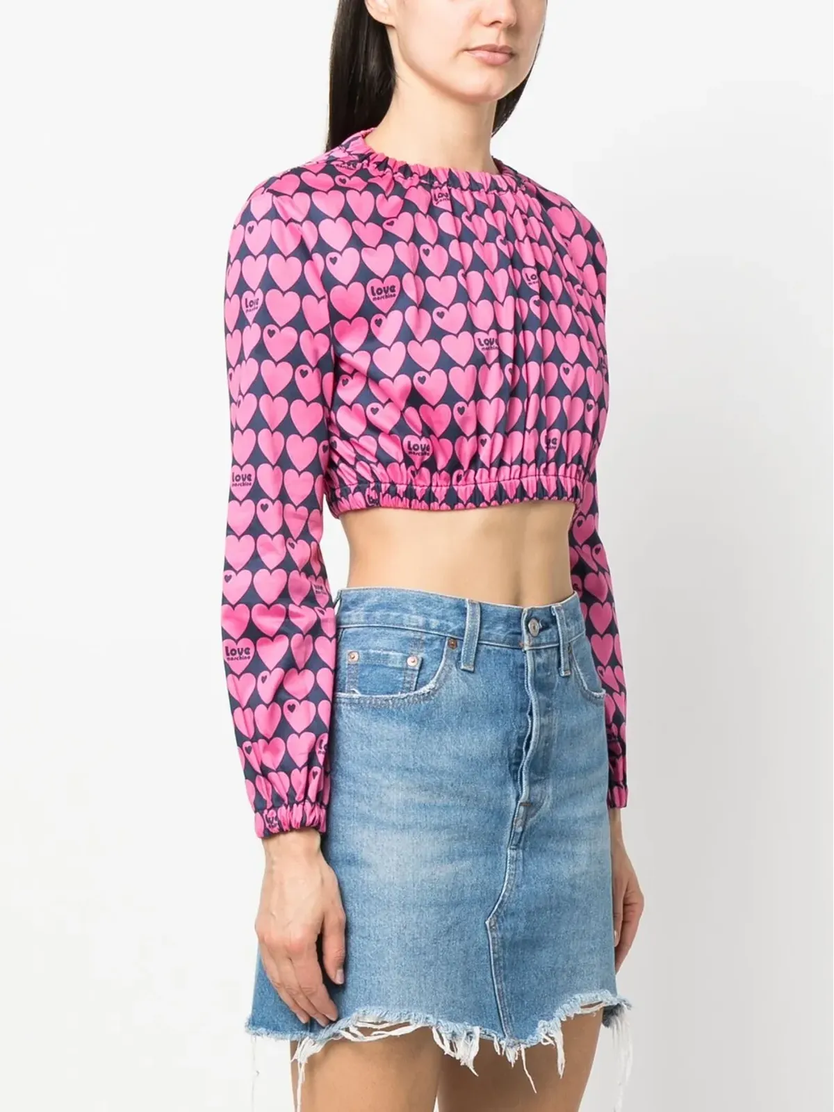 Love Moschino ハートプリント クロップドブラウス - 画像3