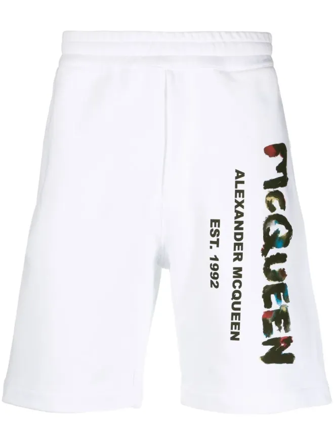 Alexander McQueen Alexander McQueen グラフィティプリント コットン トラックショーツの商品画像