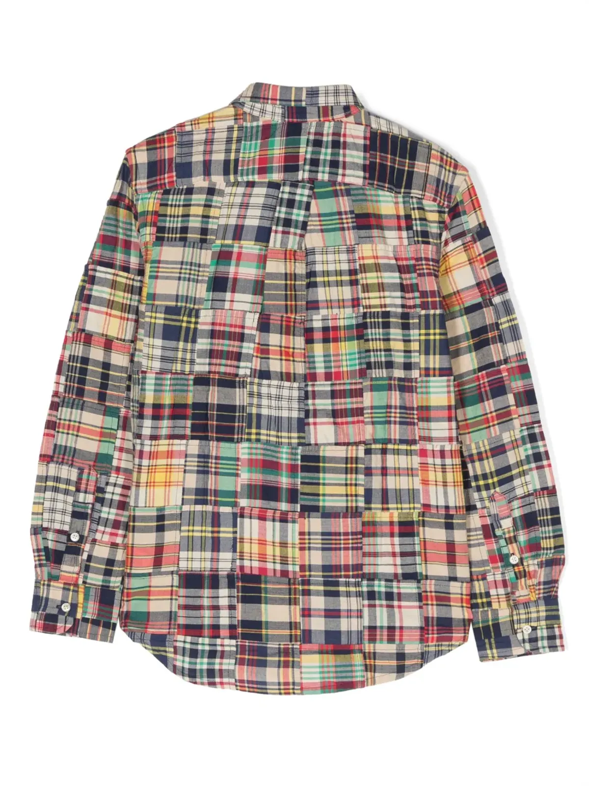 POLO RALPH LAUREN KIDS チェック柄パッチワークコットンシャツ - 画像2