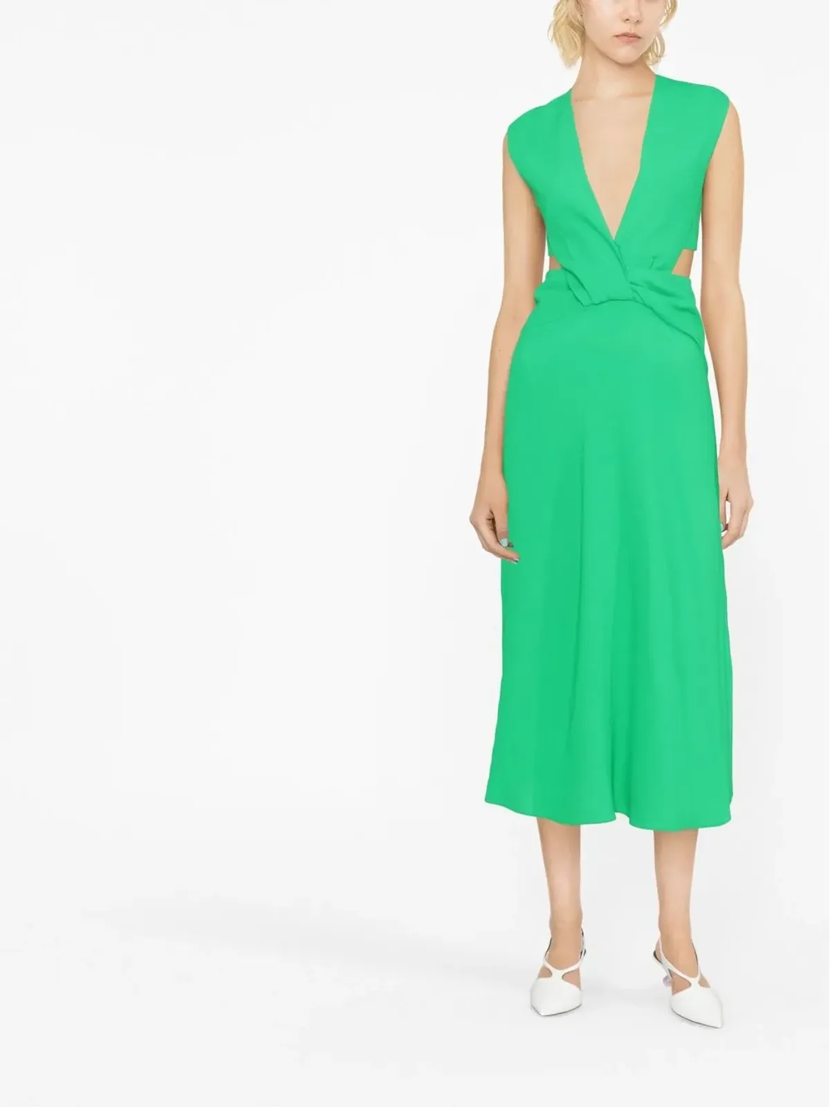 Victoria Victoria Beckham ツイストラップ カットアウトディテール ミディドレス - グリーン - 画像2
