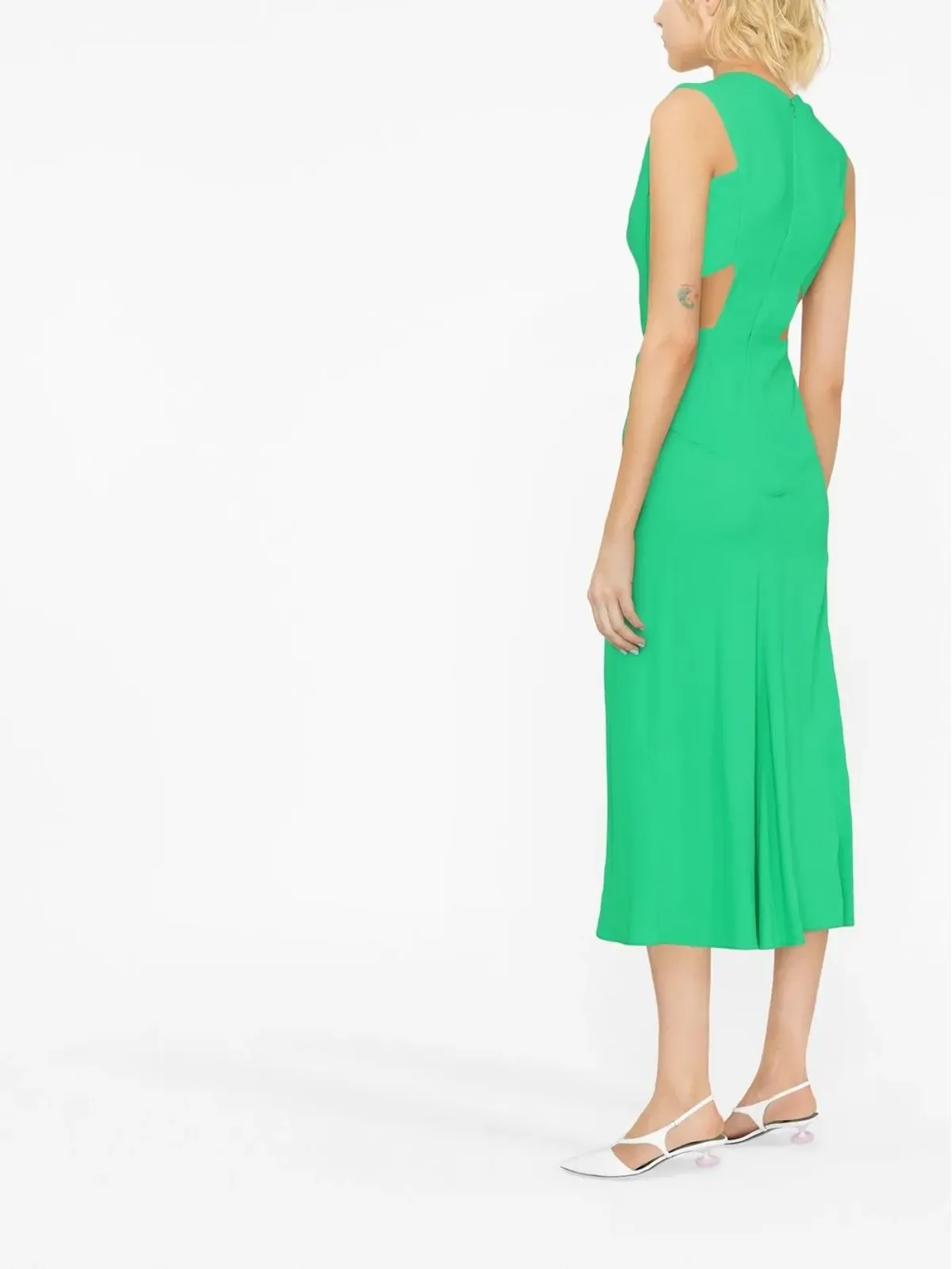 Victoria Victoria Beckham ツイストラップ カットアウトディテール ミディドレス - グリーン - 画像3