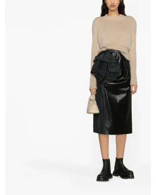Maison Margiela フェイクレザー ドレープ ミディスカート - ブラック - サムネイル2