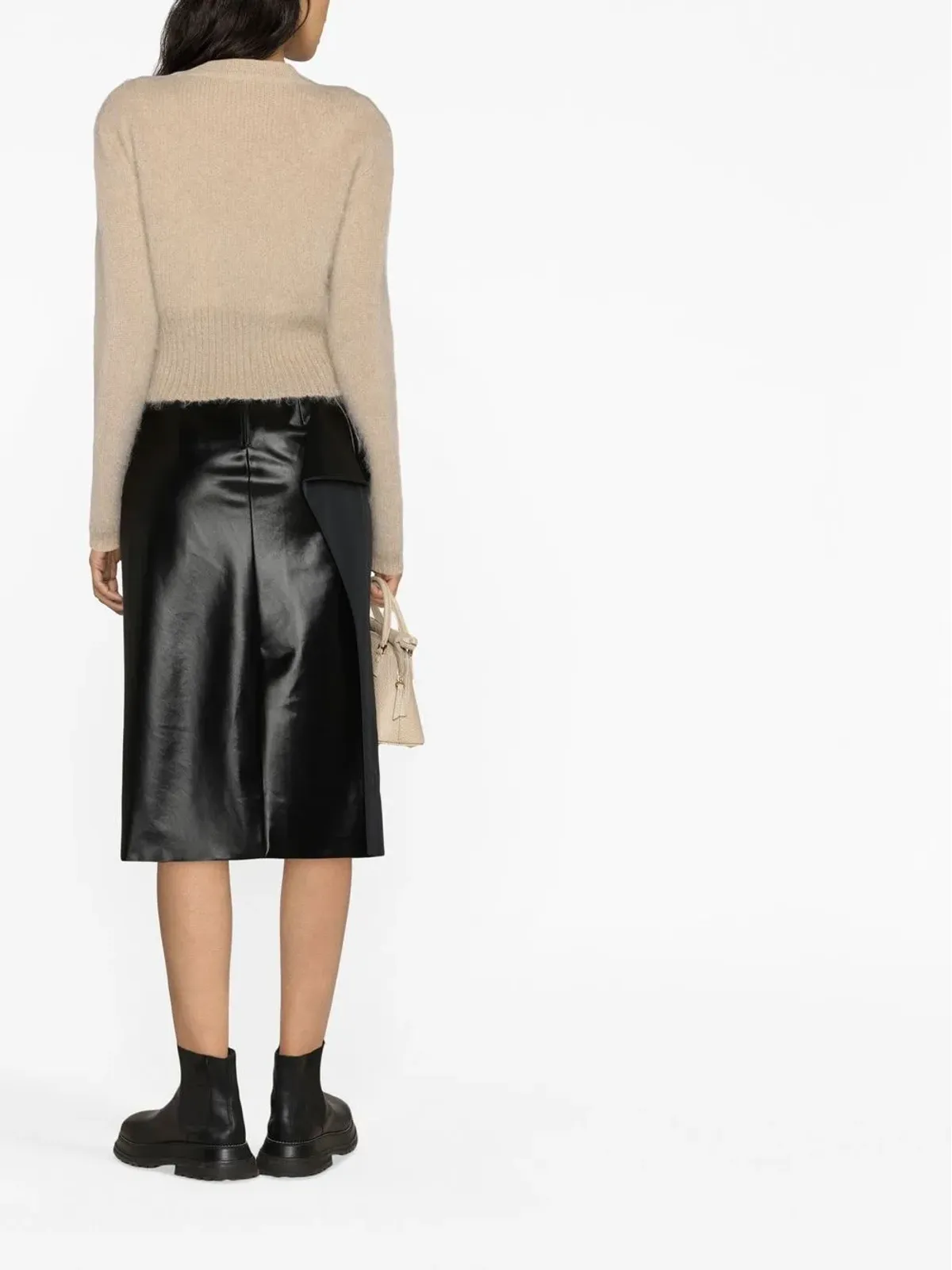 Maison Margiela フェイクレザー ドレープ ミディスカート - ブラック - 画像3