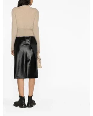 Maison Margiela フェイクレザー ドレープ ミディスカート - ブラック - サムネイル3