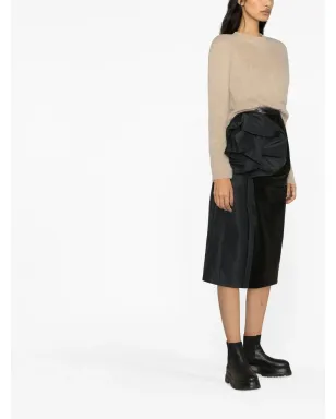 Maison Margiela フェイクレザー ドレープ ミディスカート - ブラック - サムネイル4
