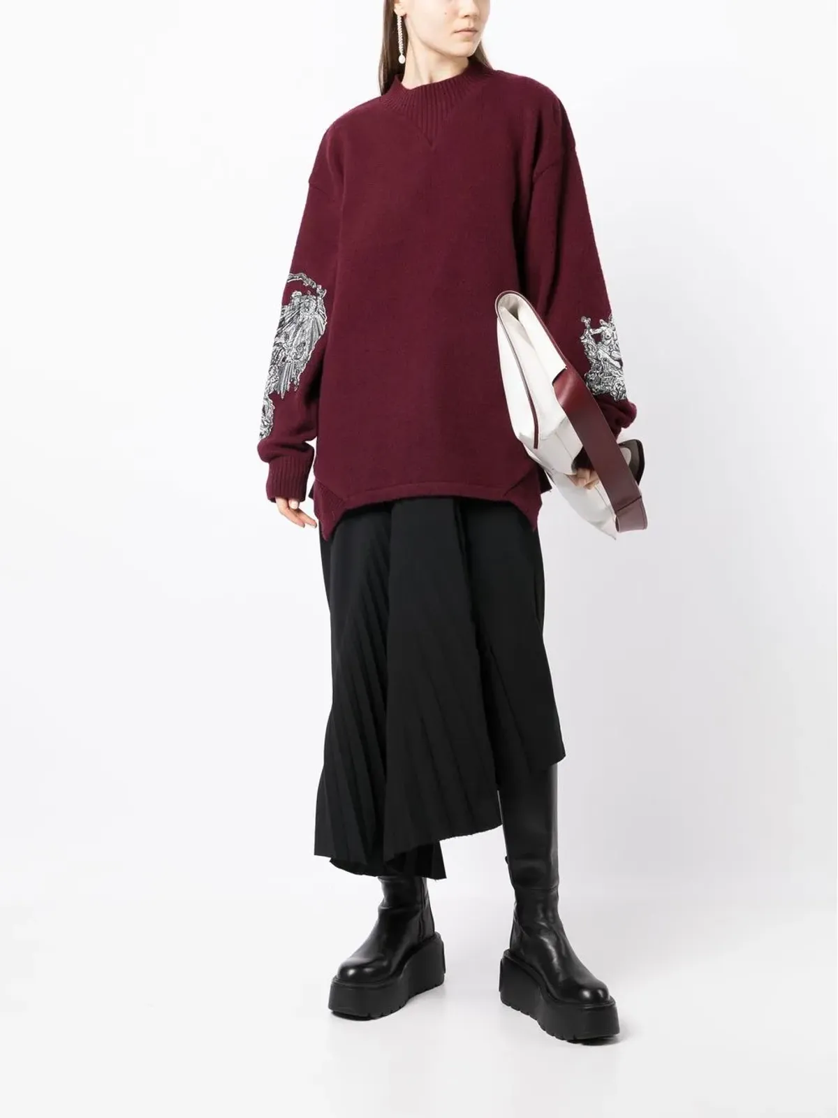 SONGZIO 刺繍入りクルーネックジャンパー - Purple - 画像3