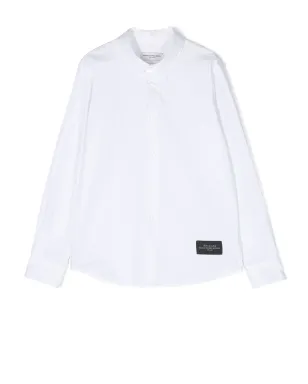 Paolo Pecora Kids ロゴパッチ付きボタンアップシャツ - White - サムネイル1