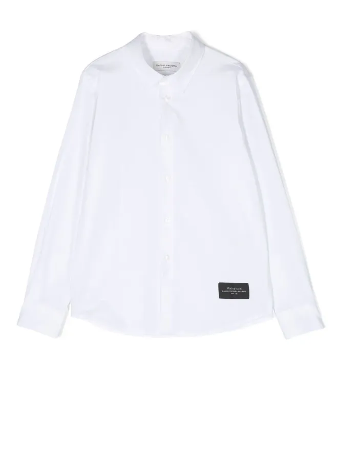 Paolo Pecora Kids Paolo Pecora Kids ロゴパッチ付きボタンアップシャツ - Whiteの商品画像