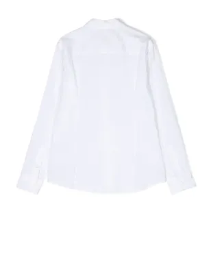 Paolo Pecora Kids ロゴパッチ付きボタンアップシャツ - White - サムネイル2