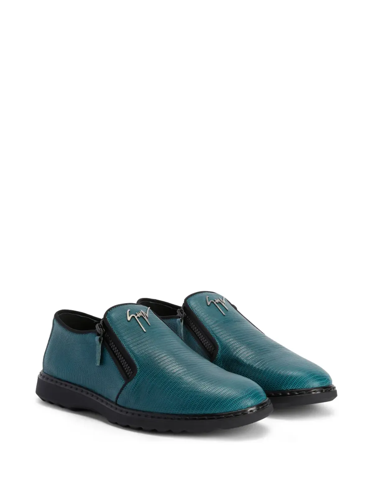 Giuseppe Zanotti 蛇皮風レザー ローファー - ブルー - 画像2