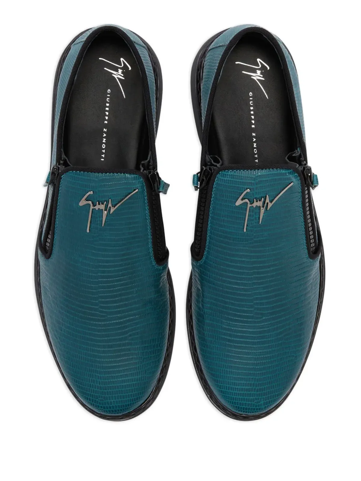 Giuseppe Zanotti 蛇皮風レザー ローファー - ブルー - 画像4