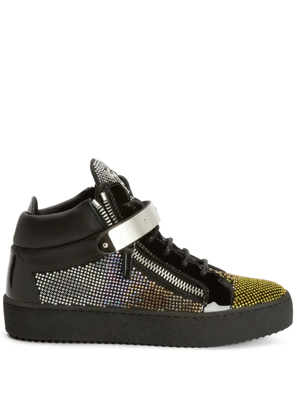 Giuseppe Zanotti ラインストーン装飾 ミッドトップ トレーナー ブラック - 画像1