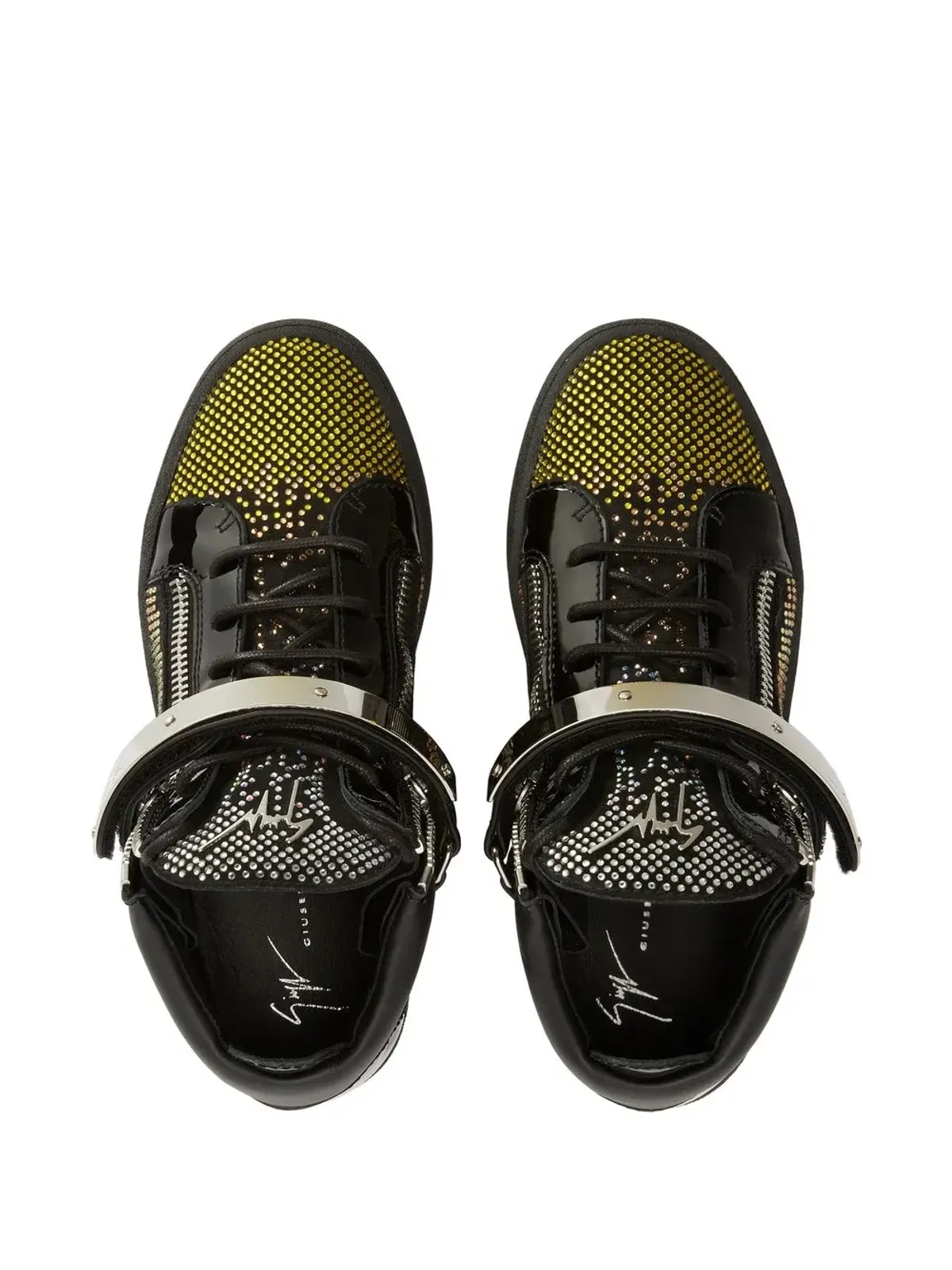 Giuseppe Zanotti ラインストーン装飾 ミッドトップ トレーナー ブラック - 画像4