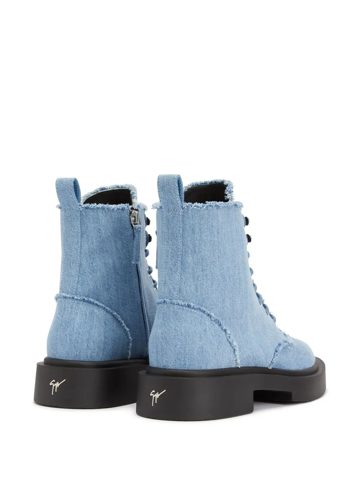 Giuseppe Zanotti アドリック コンバットブーツ ブルー - 画像3