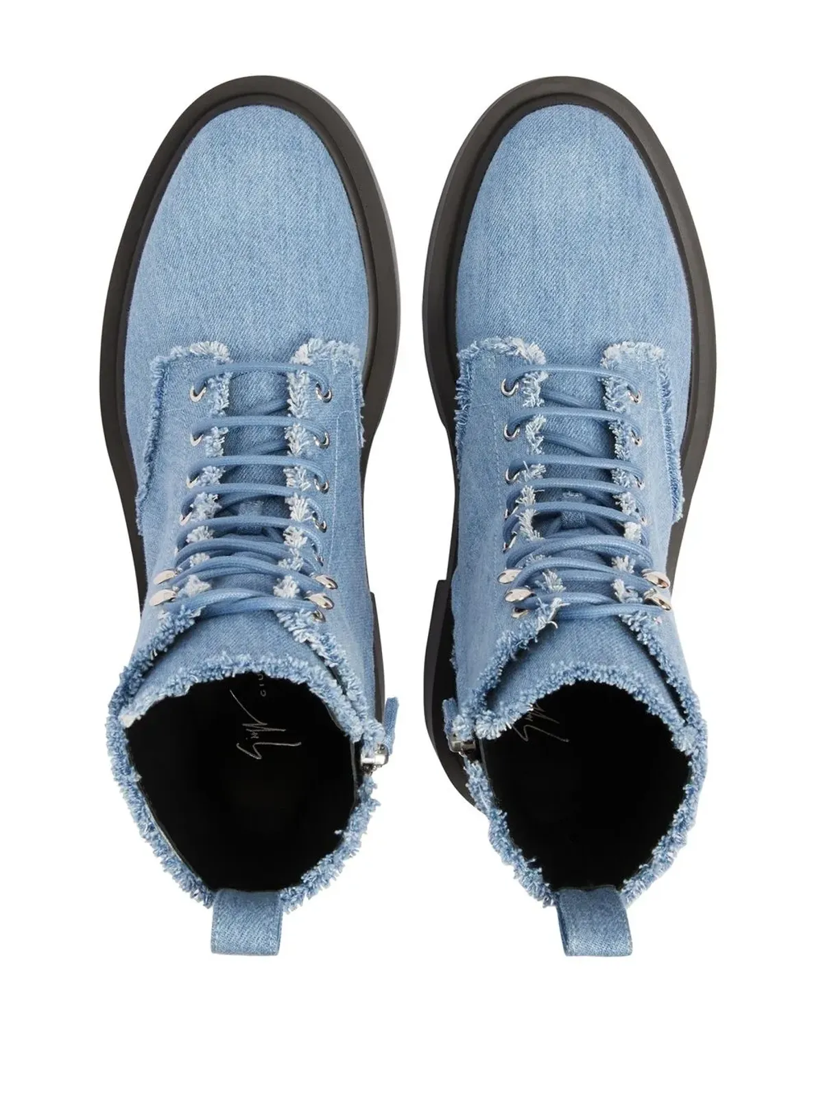 Giuseppe Zanotti アドリック コンバットブーツ ブルー - 画像4