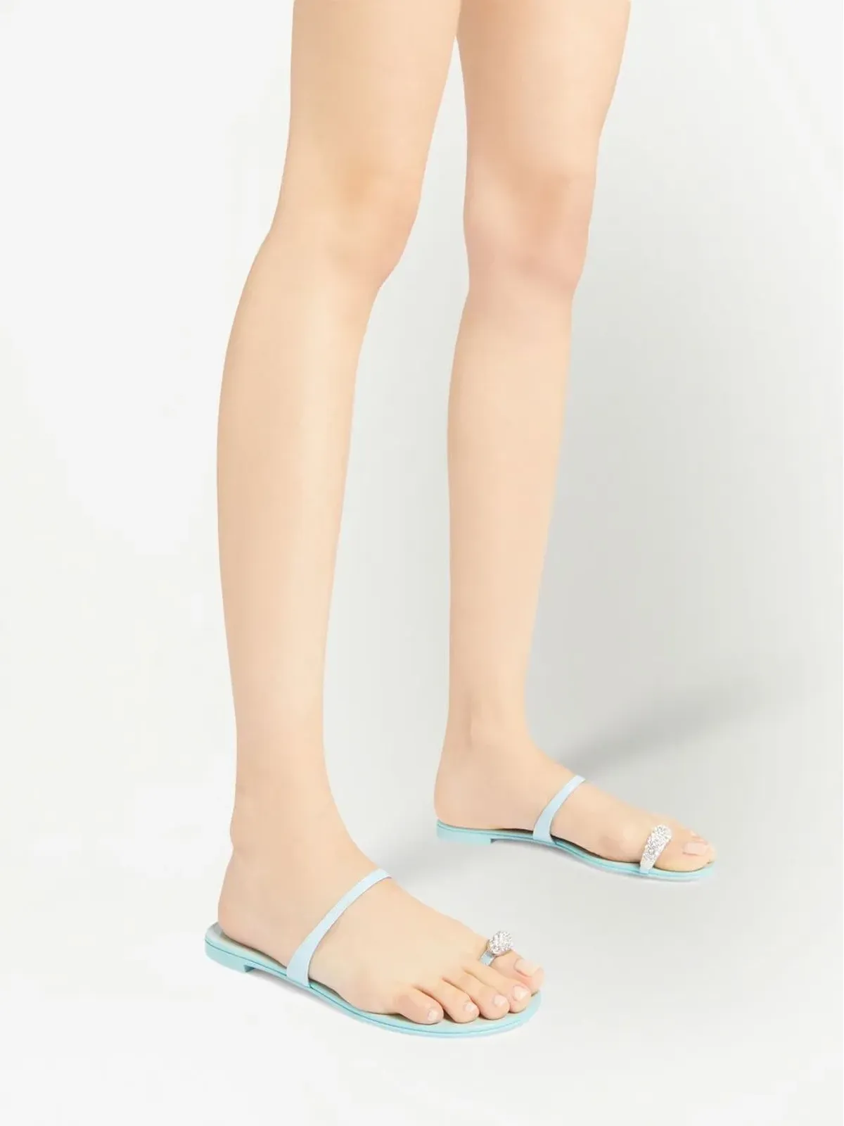 Giuseppe Zanotti クリスタルエンブリッシュ フラットサンダル ブルー - 画像5