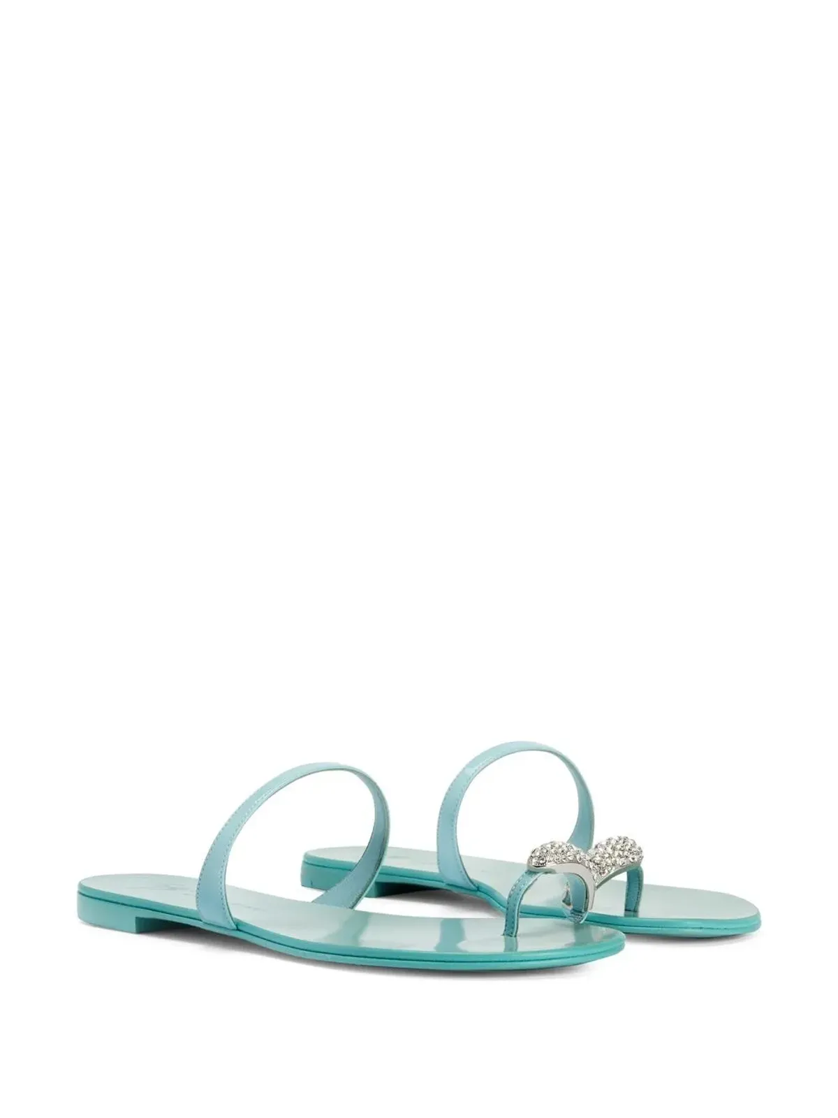 Giuseppe Zanotti クリスタルエンブリッシュ フラットサンダル ブルー - 画像2