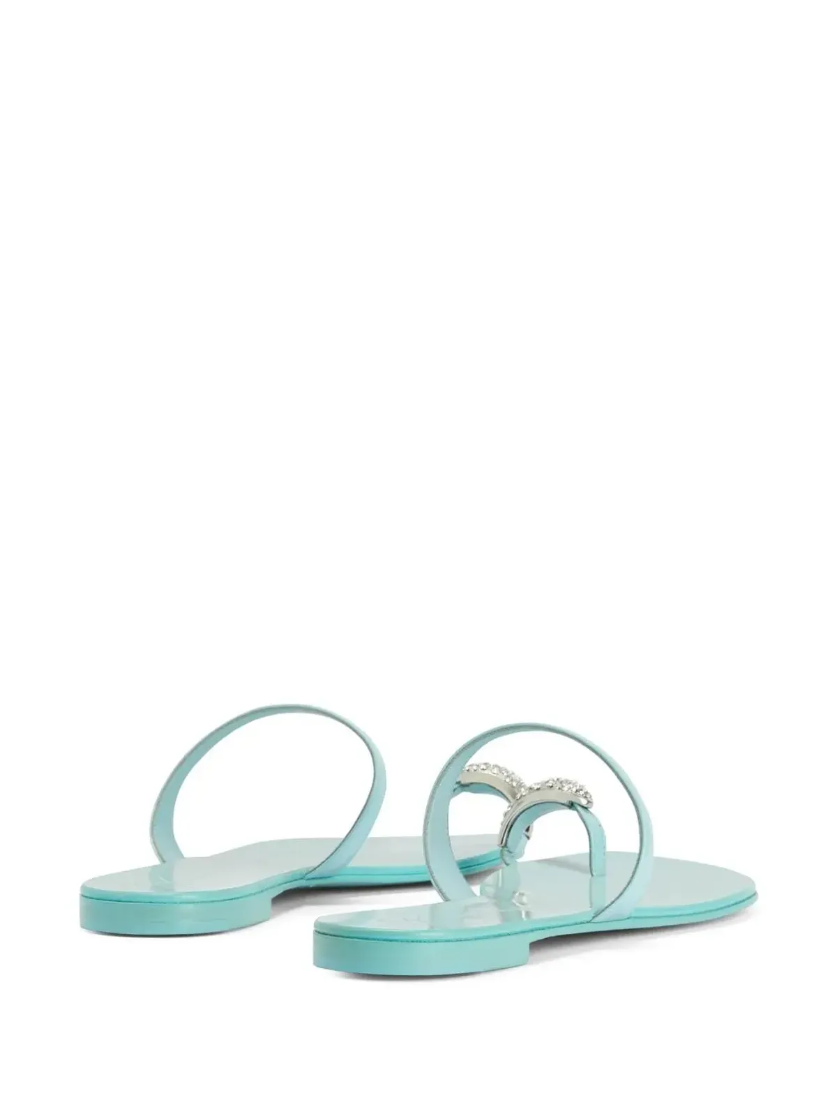 Giuseppe Zanotti クリスタルエンブリッシュ フラットサンダル ブルー - 画像3
