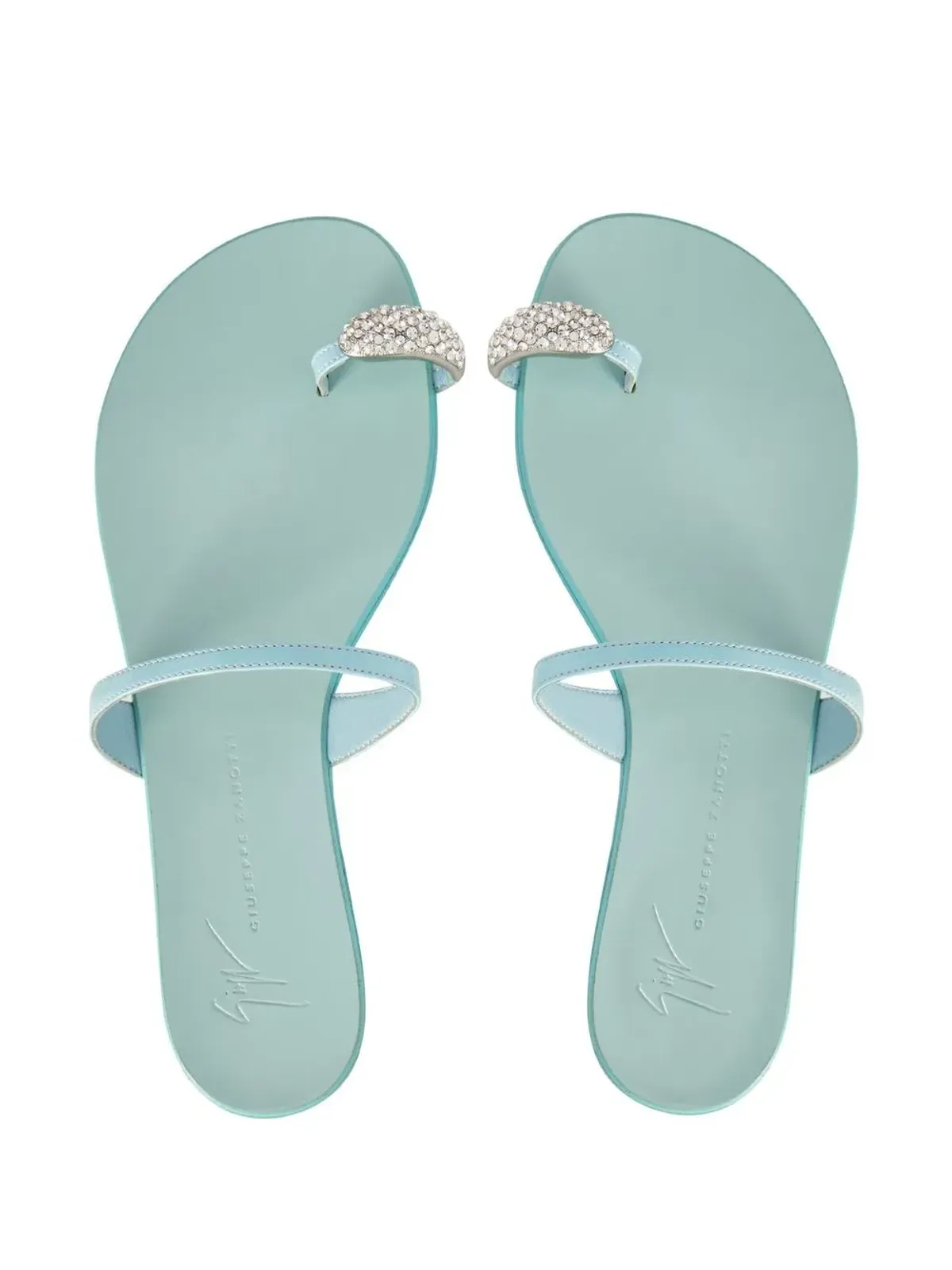 Giuseppe Zanotti クリスタルエンブリッシュ フラットサンダル ブルー - 画像4