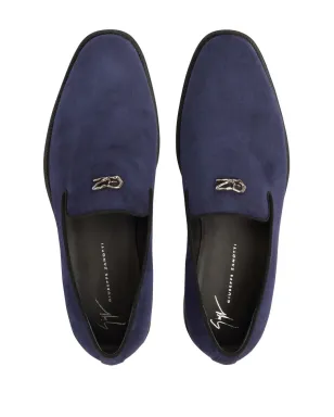 Giuseppe Zanotti イムラム ロゴプレート スエード ローファー ブルー - サムネイル4