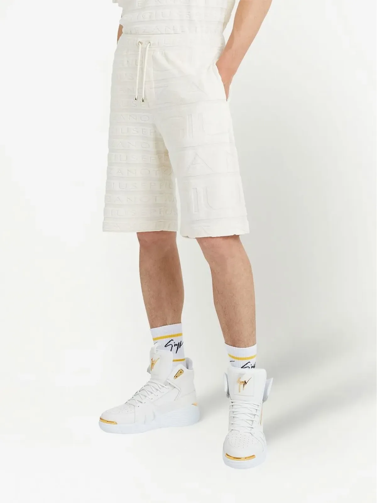 Giuseppe Zanotti テリークロス ドローコード ウエスト バミューダショーツ - 画像3