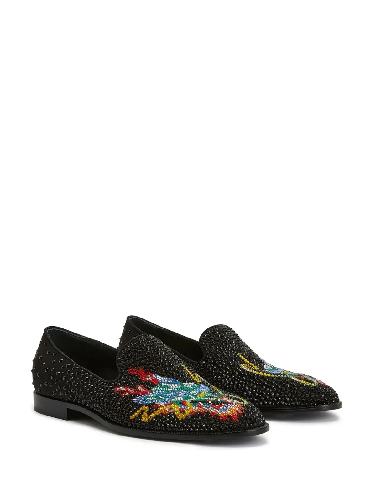 Giuseppe Zanotti ドラゴン・クリスタル装飾 ローファー（ブラック） - 画像2