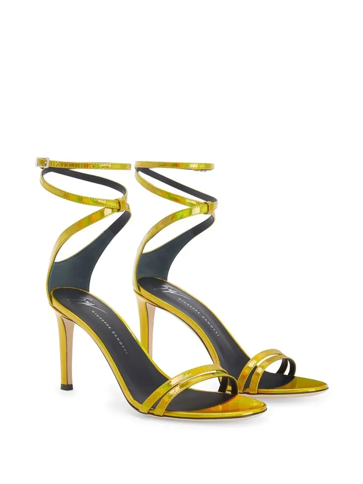 Giuseppe Zanotti メタリック仕上げのスティレットサンダル - イエロー - 画像2