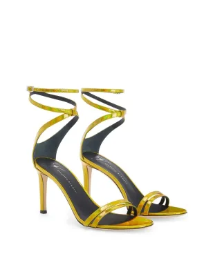 Giuseppe Zanotti メタリック仕上げのスティレットサンダル - イエロー - サムネイル2