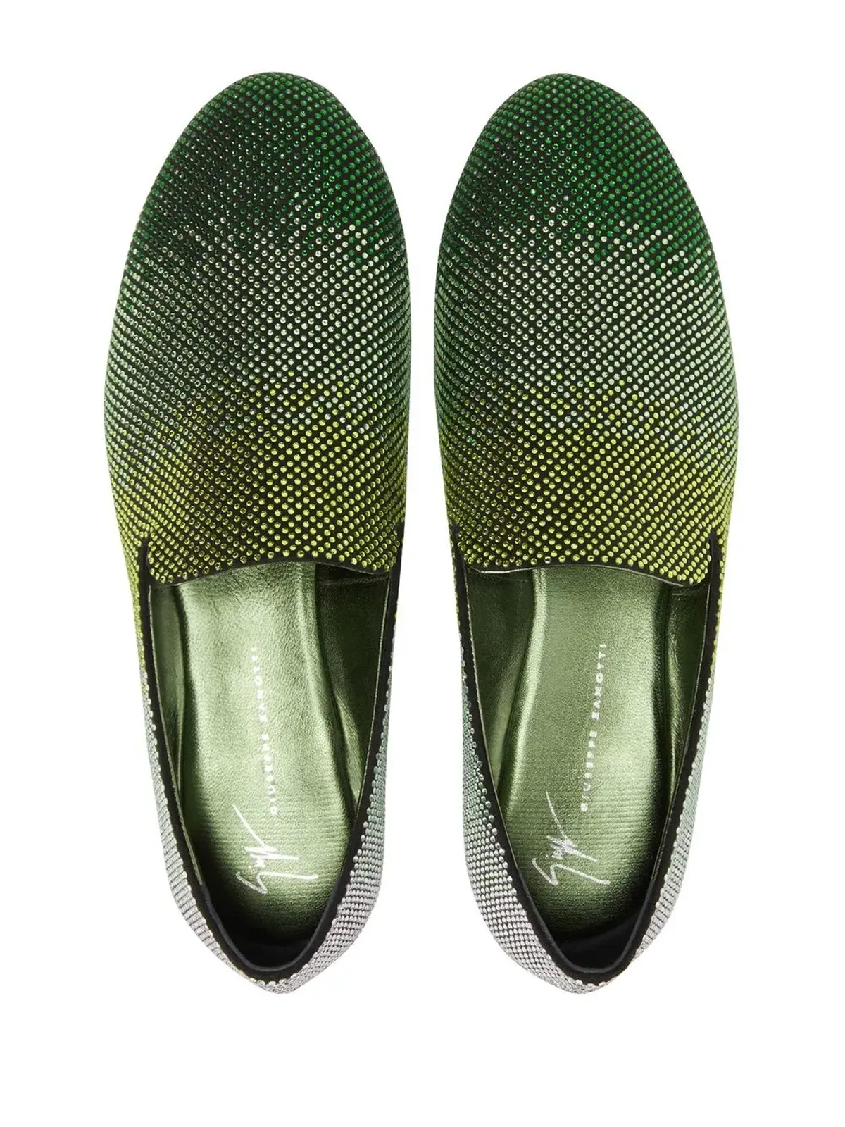 Giuseppe Zanotti ルイス・スパークル ラインストーン ローファー（グリーン） - 画像4