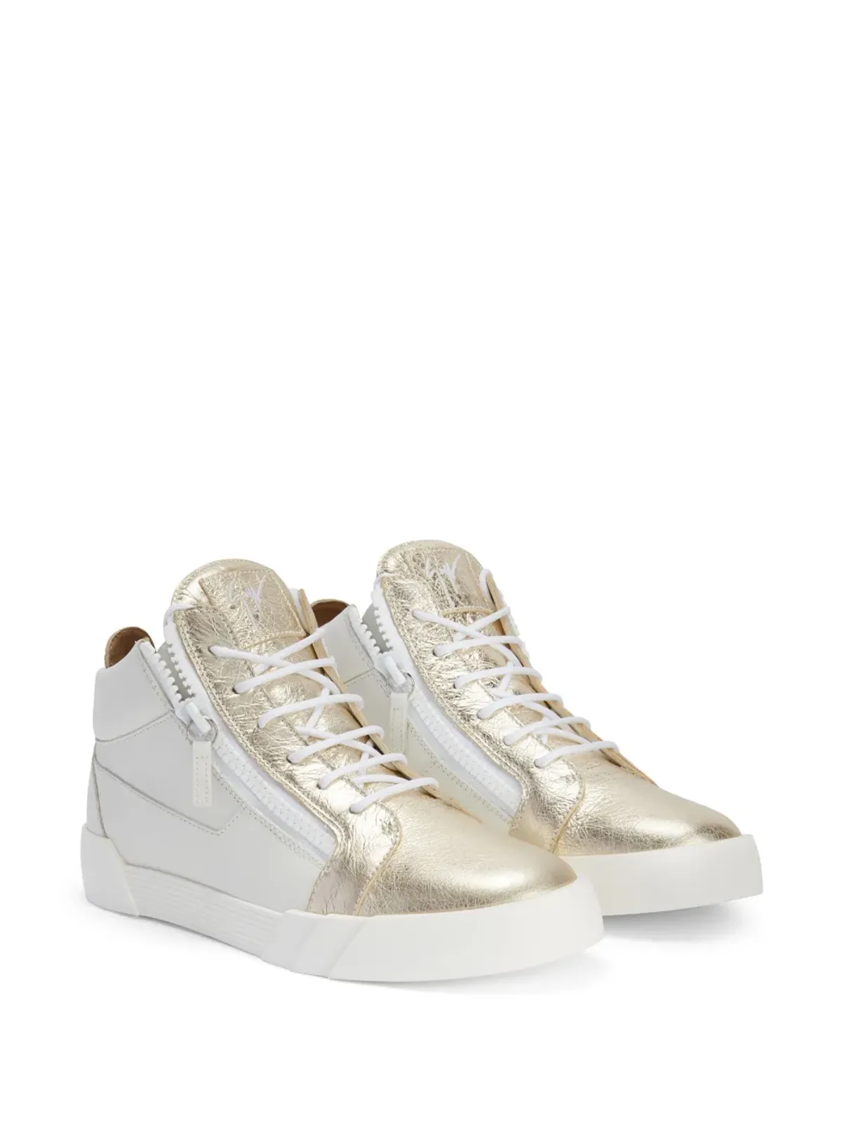 Giuseppe Zanotti ハイトップ レザー ジップアップ スニーカー - White - 画像2