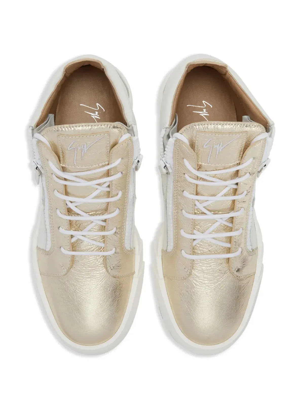 Giuseppe Zanotti ハイトップ レザー ジップアップ スニーカー - White - 画像4