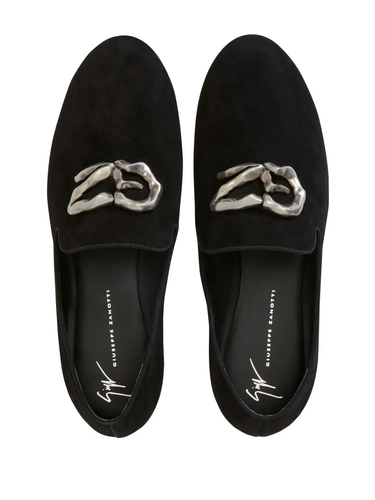 Giuseppe Zanotti ロゴプレート スエード ローファー - 画像4