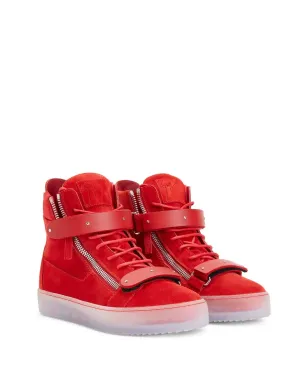 Giuseppe Zanotti コビー ベロア ダブルストラップ ミッドトップ スニーカー レッド - サムネイル2