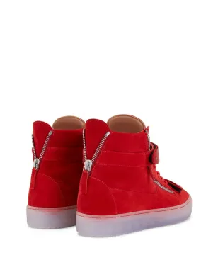 Giuseppe Zanotti コビー ベロア ダブルストラップ ミッドトップ スニーカー レッド - サムネイル3